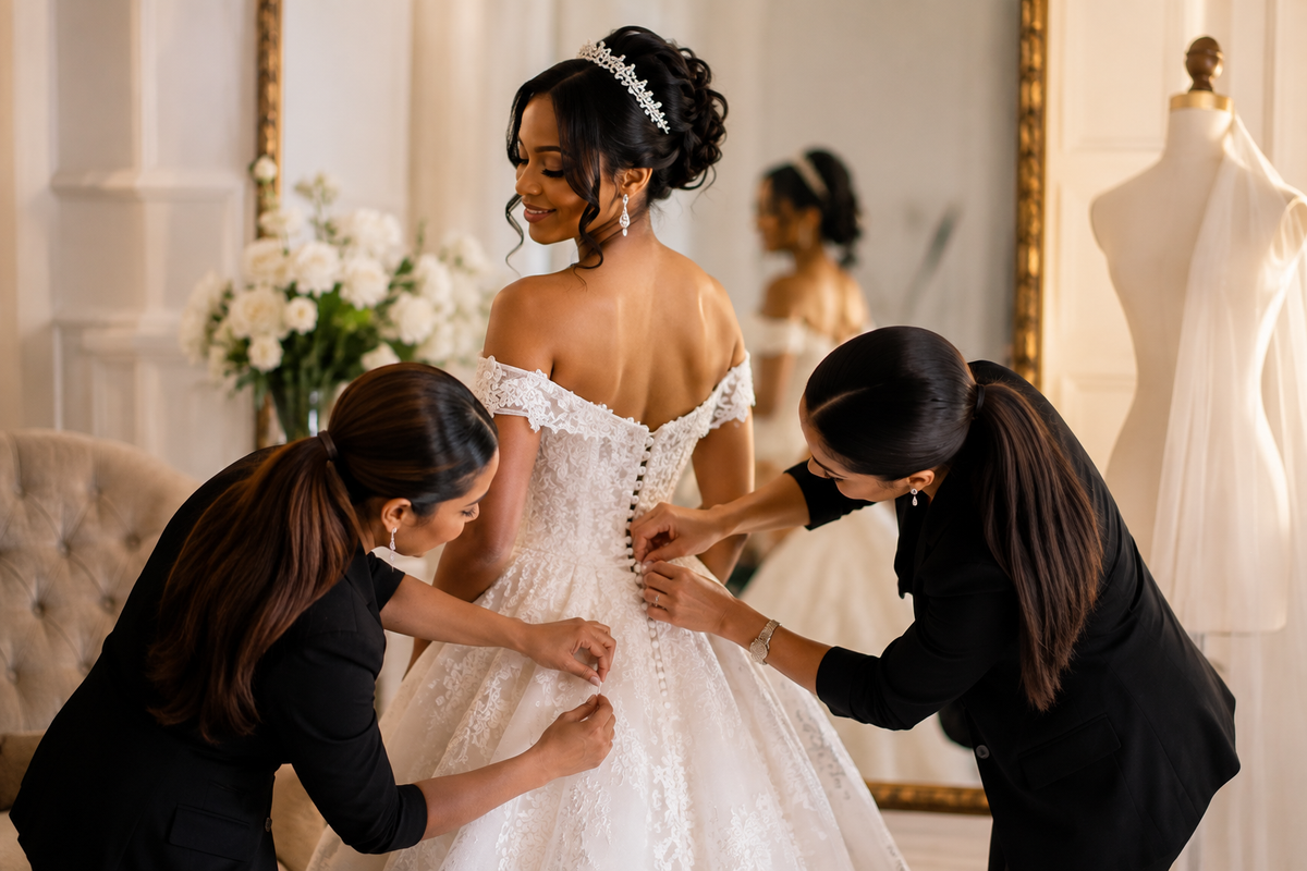 How to Fasten a Wedding Dress Without Stress