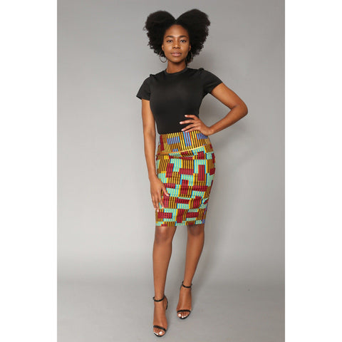 Ofii Adensecret Ankara madi Skirt / Green