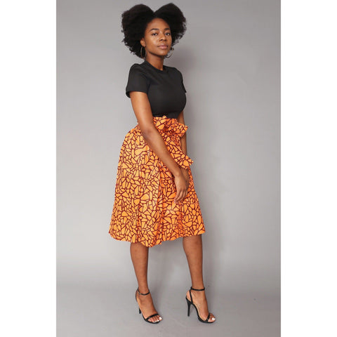 Sola Skirt African Print Brown/Orange