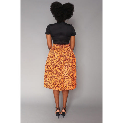 Sola Skirt African Print Brown/Orange