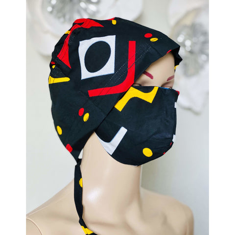 Surgical cap and matching face mask