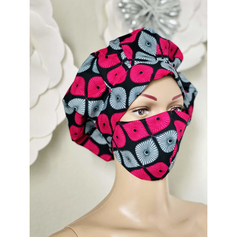 Surgical cap and matching face mask