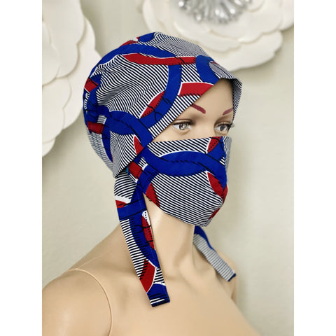 Surgical cap and matching face mask