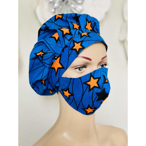 Surgical cap and matching face mask