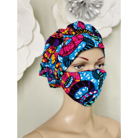 Surgical cap and matching face mask
