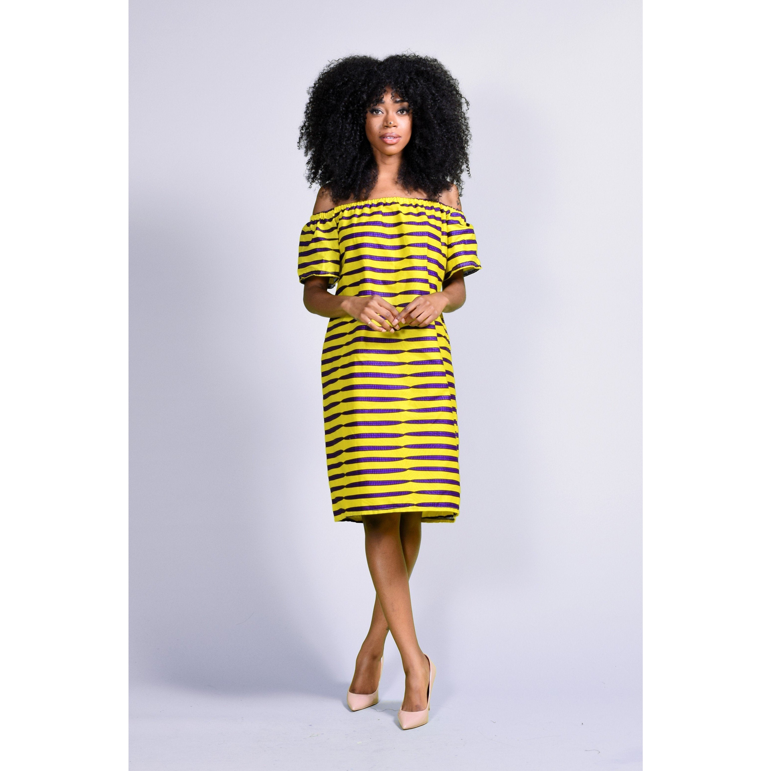 Simi ankara off-shoulder dress